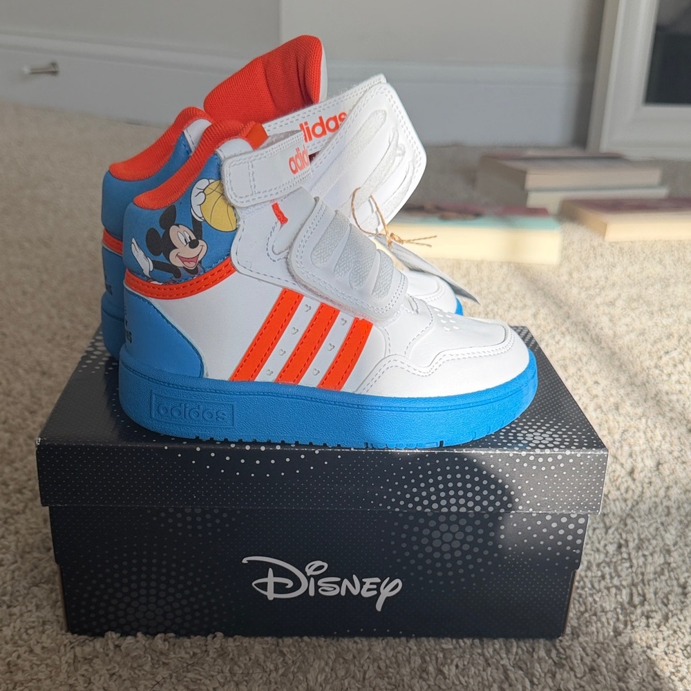 Adidas Kids' White, Blue, and Orange Sneakers